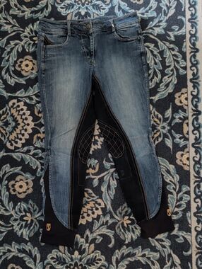 Women’s Blue Denim Riding Jeans with Black Full Seat